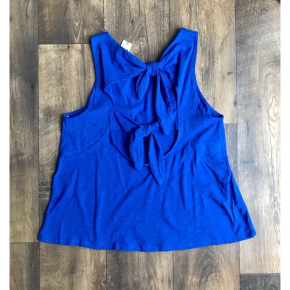 Anthropologie RO&DE Bow Back Blue Tank Size L - Picture 7 of 8